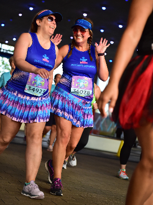 Tania and I got a little nutty about mid-race! Proud to run for Autism Speaks!
